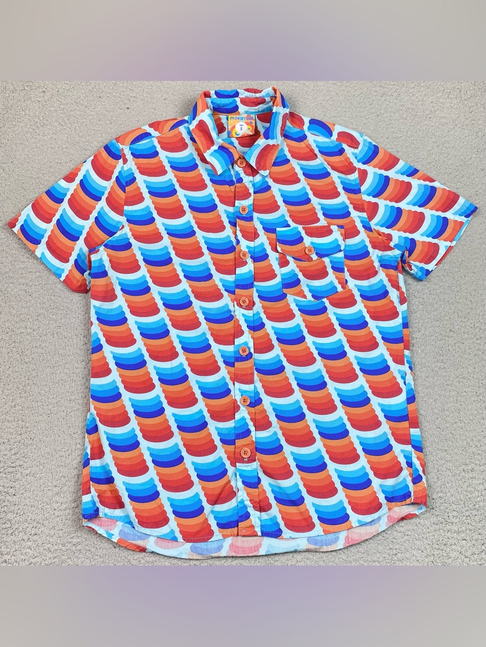 Mokuyobi Shirt Men's Size S Colorful Short Sleeve Button Up Cotton Made In USA